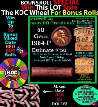 CRAZY Penny Wheel Buy THIS 1964-p solid Red BU Lincoln 1c roll & get 1-10 BU Red rolls FREE WOW