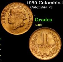 1959 Colombia 2 Centavos KM#214 Grades Brilliant Uncirculated