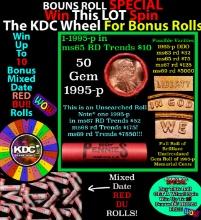 1-10 FREE BU RED Penny rolls with win of this 1995-p SOLID RED BU Lincoln 1c roll incredibly FUN whe