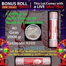 1-5 FREE BU Jefferson rolls with win of this2006-p 40 pcs US Mint $2 Nickel Wrapper