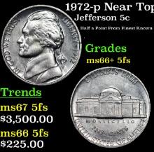 1972-p Jefferson Nickel Near Top Pop! 5c Graded GEM++ 5fs By USCG