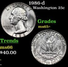 1986-d Washington Quarter 25c Grades GEM+ Unc