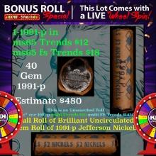 INSANITY The CRAZY Jefferson Wheel 1000s won so far, WIN this1991-p BU roll 40pcs get 1-5 FREE OBW