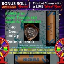 INSANITY The CRAZY Jefferson Wheel 1000s won so far, WIN this1992-p BU roll 40pcs get 1-5 FREE OBW