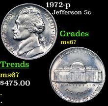 1972-p Jefferson Nickel 5c Grades GEM++ Unc