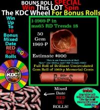 INSANITY The CRAZY Penny Wheel 1000s won so far, WIN this 1969-p BU RED roll get 1-10 FREE