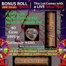 INSANITY The CRAZY Jefferson Wheel 1000s won so far, WIN this1991-p BU roll 40pcs get 1-5 FREE OBW