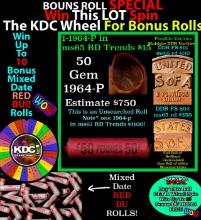 CRAZY Penny Wheel Buy THIS 1964-p solid Red BU Lincoln 1c roll & get 1-10 BU Red rolls FREE WOW