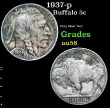 1937-p Buffalo Nickel 5c Grades Choice AU/BU Slider