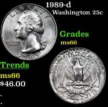 1989-d Washington Quarter 25c Grades GEM+ Unc