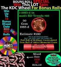 INSANITY The CRAZY Penny Wheel 1000s won so far, WIN this 1985-d BU RED roll get 1-10 FREE