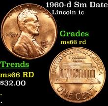 1960-d Sm Date Lincoln Cent 1c Grades GEM+ Unc RD