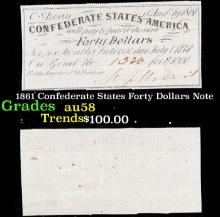 1861 Confederate States Forty Dollars Note Grades Choice AU/BU Slider