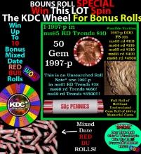 1-10 FREE BU RED Penny rolls with win of this 1997-p SOLID RED BU Lincoln 1c roll incredibly FUN whe