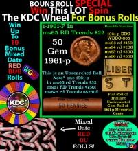 CRAZY Penny Wheel Buy THIS 1961-p solid Red BU Lincoln 1c roll & get 1-10 BU Red rolls FREE WOW