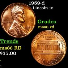 1959-d Lincoln Cent 1c Grades GEM+ Unc RD