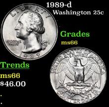 1989-d Washington Quarter 25c Grades GEM+ Unc