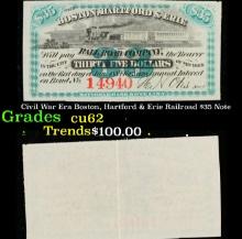 Civil War Era Boston, Hartford & Erie Railroad $35 Note Grades Select CU