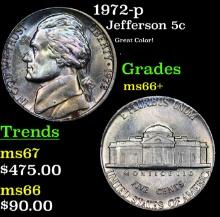 1972-p Jefferson Nickel 5c Grades GEM++ Unc