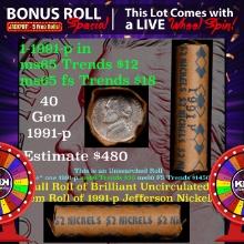 CRAZY Nickel Wheel Buy THIS 1991-p solid BU Jefferson 5c roll 40pcs & get 1-5 BU rolls FREE OBW