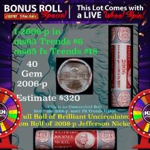 1-5 FREE BU Jefferson rolls with win of this2006-p SOLID BU Jefferson 5c roll incredibly FUN wheel O