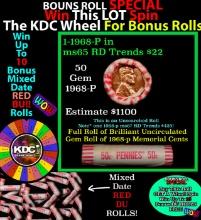 INSANITY The CRAZY Penny Wheel 1000s won so far, WIN this 1968-p BU RED roll get 1-10 FREE