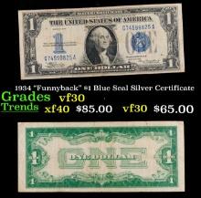 1934 $1 Blue Seal Silver Certificate Grades vf++