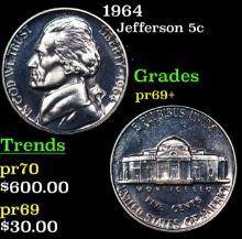 Proof 1964 Jefferson Nickel 5c Grades GEM++ Proof