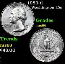 1989-d Washington Quarter 25c Grades GEM+ Unc