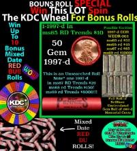 1-10 FREE BU RED Penny rolls with win of this 1997-d SOLID RED BU Lincoln 1c roll incredibly FUN whe