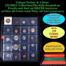 Unique Father & 2 Sons US ONLY Collection,The kids focused on Proofs and Dad on SILVER business stri