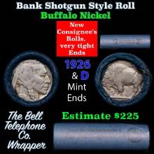 Buffalo Nickel Shotgun Roll in Old Bank Style 'Bell Telephone' Wrapper 1926 & d Mint Ends