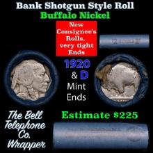 Buffalo Nickel Shotgun Roll in Old Bank Style 'Bell Telephone' Wrapper 1920 & d Mint Ends