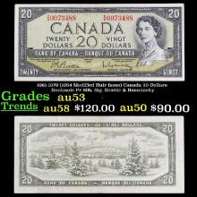 1961-1970 (1954 Modified Hair Issue) Canada 20 Dollars Banknote P# 80b, Sig. Beattie & Rasminsky Gra