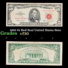 1963 $5 Red Seal United States Note Grades vf++