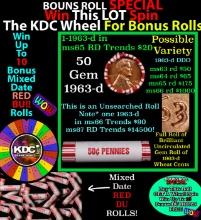 INSANITY The CRAZY Penny Wheel 1000s won so far, WIN this 1963-d BU RED roll get 1-10 FREE