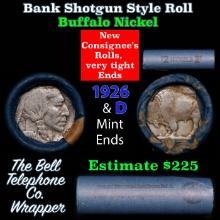 Buffalo Nickel Shotgun Roll in Old Bank Style 'Bell Telephone' Wrapper 1926 & d Mint Ends