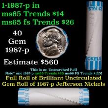 Shotgun Jefferson 5c roll, 1987-p 40 pcs Bank Wrapper