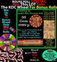 INSANITY The CRAZY Penny Wheel 1000s won so far, WIN this 1989-p BU RED roll get 1-10 FREE