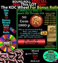 CRAZY Penny Wheel Buy THIS 1960-p solid Red BU Lincoln 1c roll & get 1-10 BU Red rolls FREE WOW