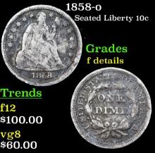 1858-o Seated Liberty Dime 10c Grades f details