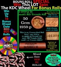 INSANITY The CRAZY Penny Wheel 1000s won so far, WIN this 1959-p BU RED roll get 1-10 FREE