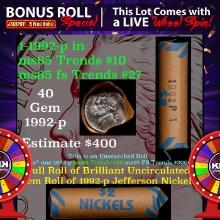 INSANITY The CRAZY Jefferson Wheel 1000s won so far, WIN this1992-p BU roll 40pcs get 1-5 FREE OBW