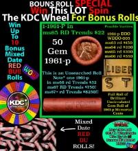 INSANITY The CRAZY Penny Wheel 1000s won so far, WIN this 1961-p BU RED roll get 1-10 FREE