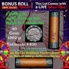 INSANITY The CRAZY Jefferson Wheel 1000s won so far, WIN this1992-p BU roll 40pcs get 1-5 FREE OBW