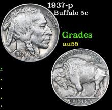 1937-p Buffalo Nickel 5c Grades Choice AU