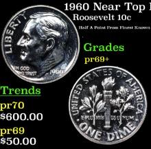 Proof 1960 Roosevelt Dime Near Top Pop! 10c Graded pr69+ BY SEGS