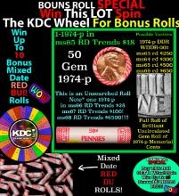 CRAZY Penny Wheel Buy THIS 1974-p solid Red BU Lincoln 1c roll & get 1-10 BU Red rolls FREE WOW