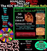 CRAZY Penny Wheel Buy THIS 1964-p solid Red BU Lincoln 1c roll & get 1-10 BU Red rolls FREE WOW