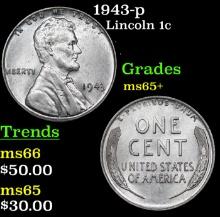 1943-p Lincoln Cent 1c Grades GEM+ Unc